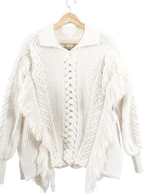 Burberry Borbore Ivory White Cable Knit Sweater NWT